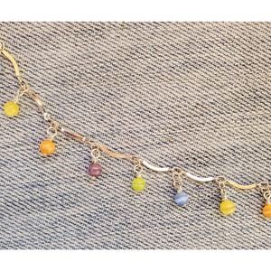 Never worn sterling silver and mixed  gemstones anklet
